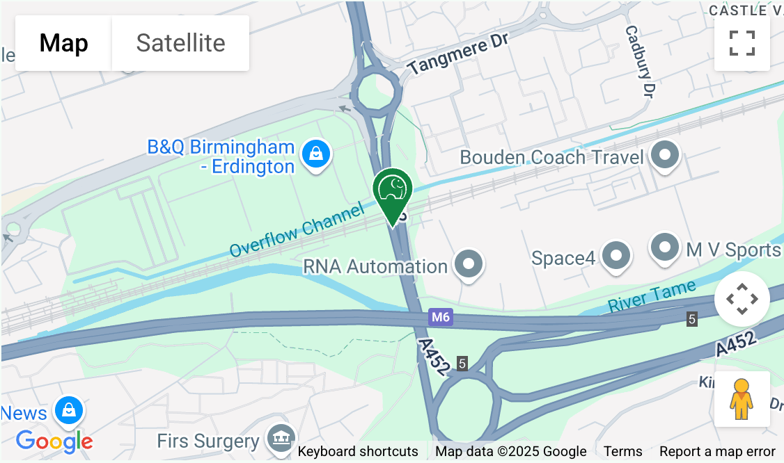 A map showing the location of Space Station Castle Bromwich