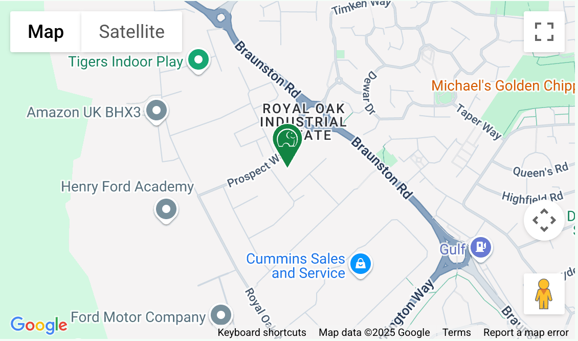 A map showing the location of Space Station Daventry