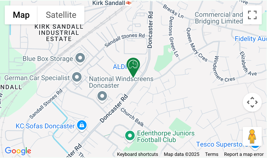 A map showing the location of Space Station Doncaster