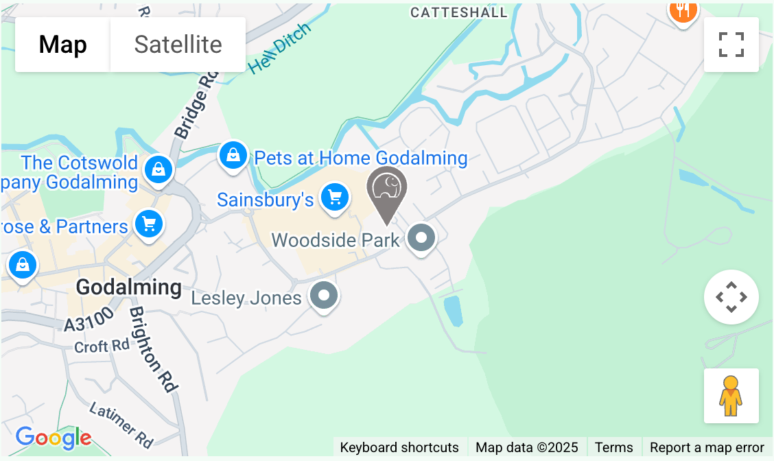 A map showing the location of Space Station Godalming