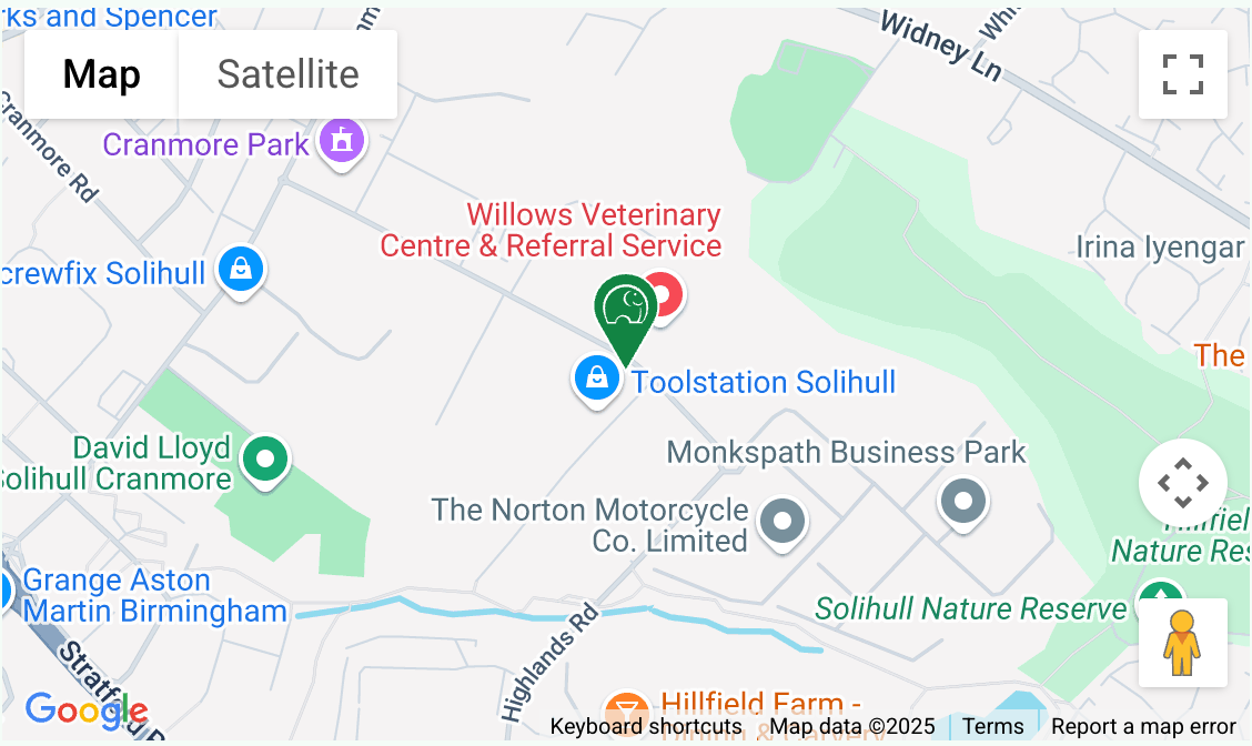 A map showing the location of Space Station Solihull